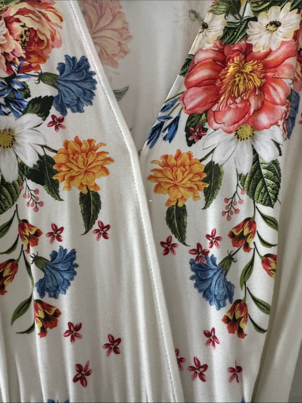 FARM Rio Cream Floral Wrap Maxi Dress with Multicolor Blooms - Picture 2 of 5